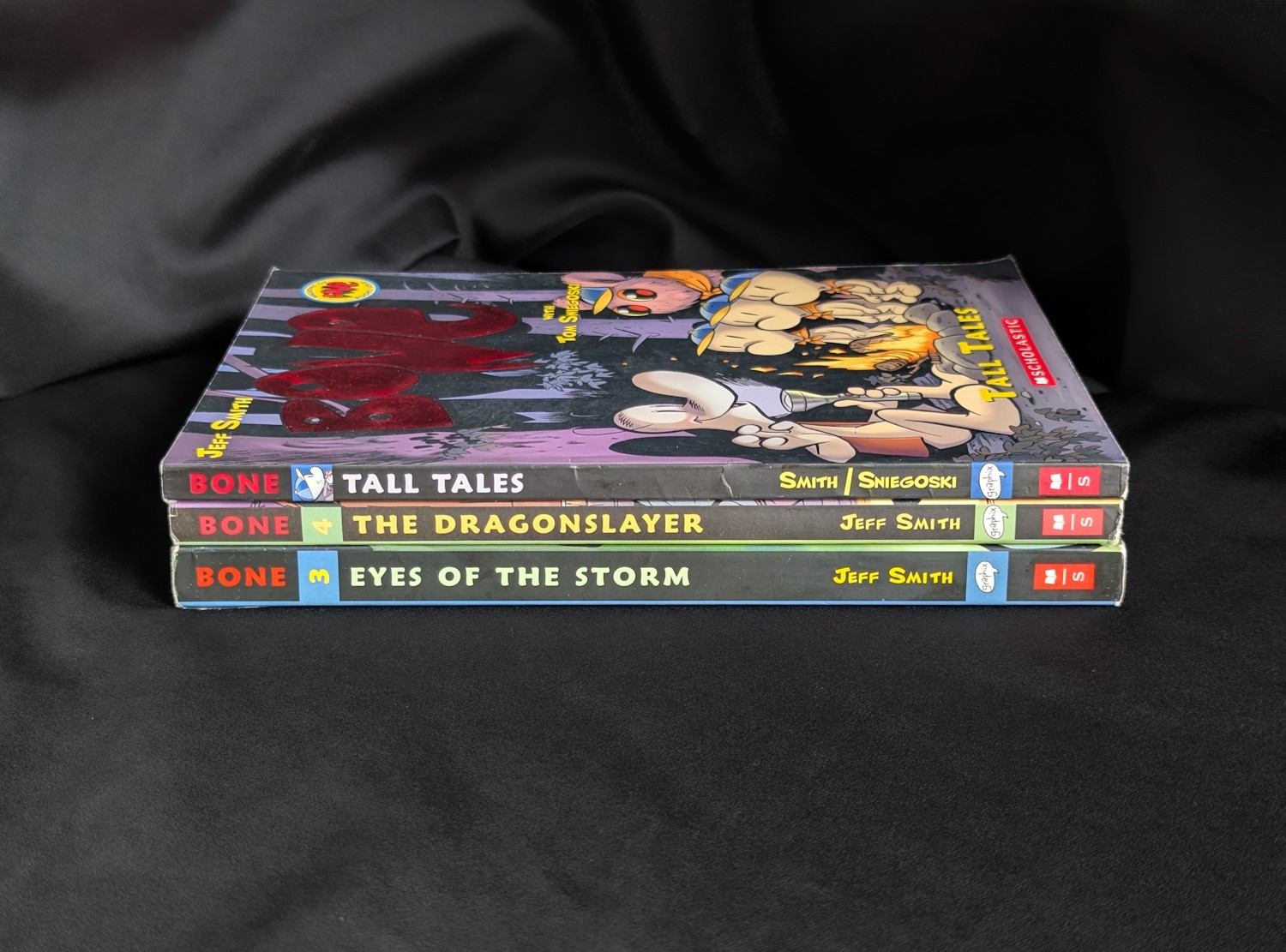 Lot Of 3 Jeff Smith Books Bone Tall Tales Dragonslayer Eyes Of The Storm Comic