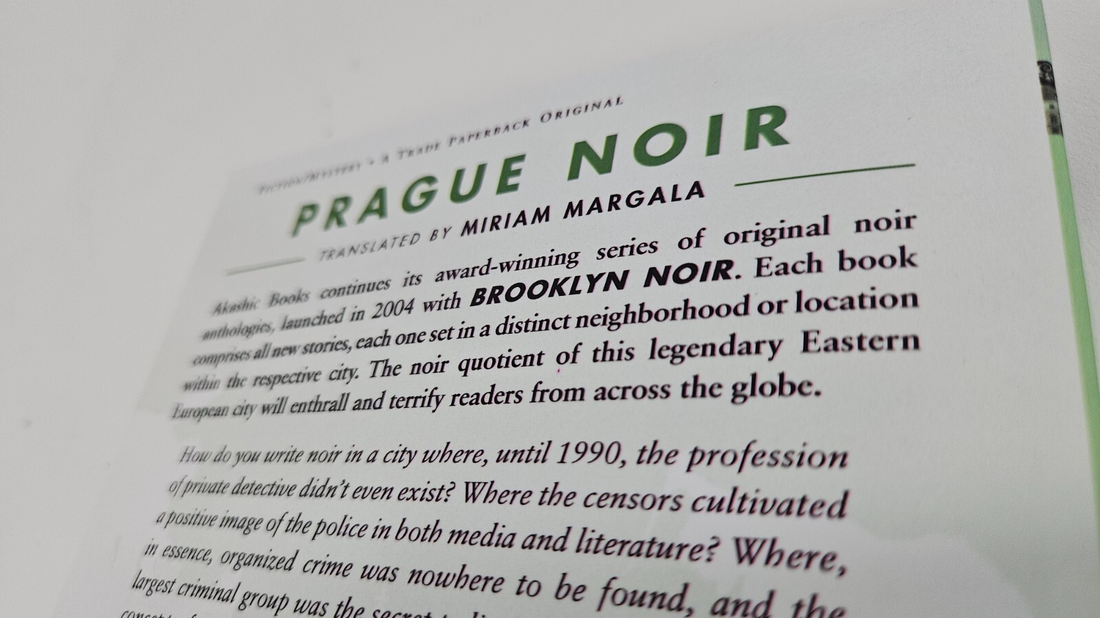 Prague Noir by Pavel Mandys Paperback 2018 – 322 pgs. Akashic Books