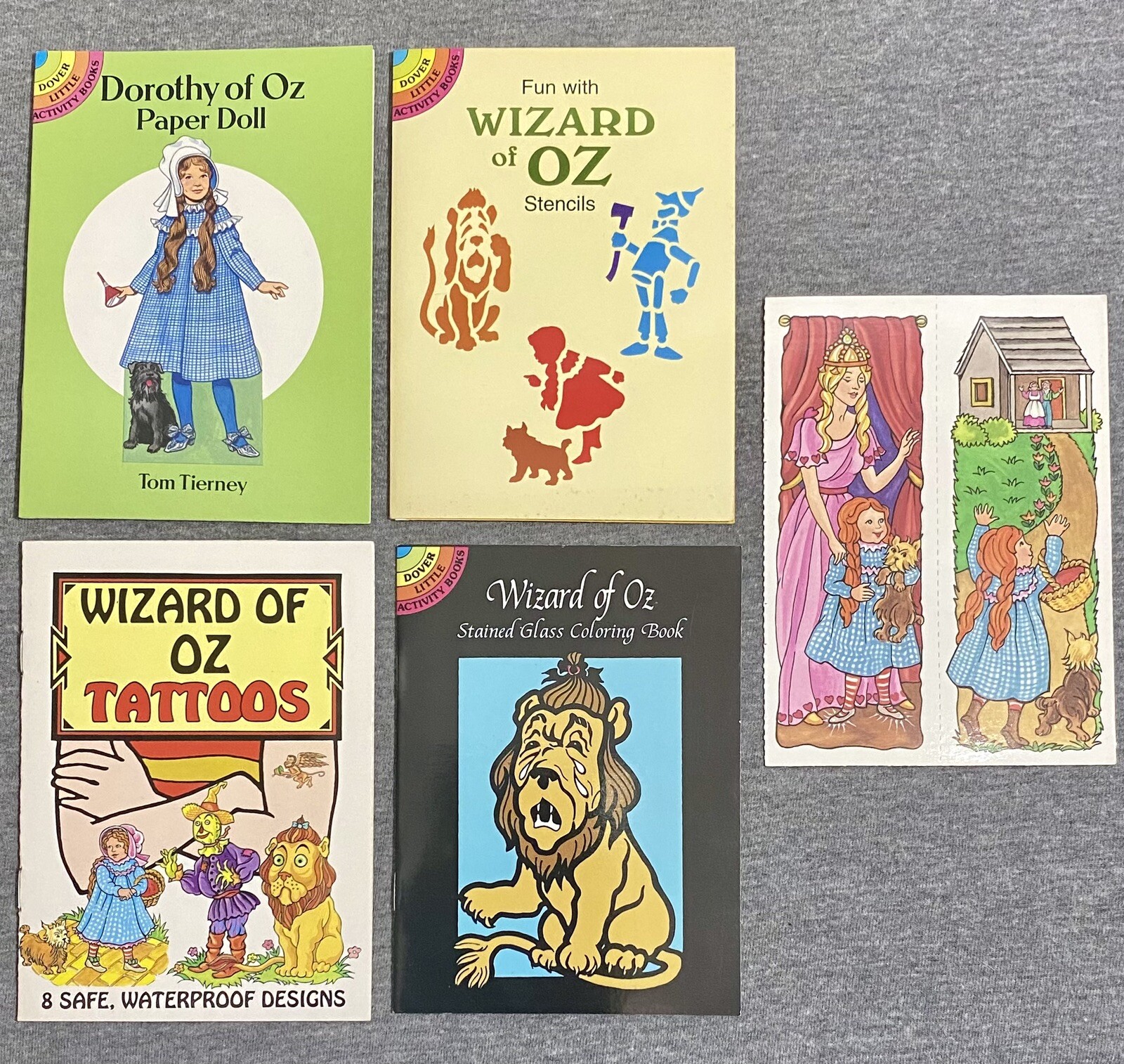 *4* Vtg Dover Books- Wizard Of Oz Paper Doll, Stained Glass, Tattoos, Stencils +