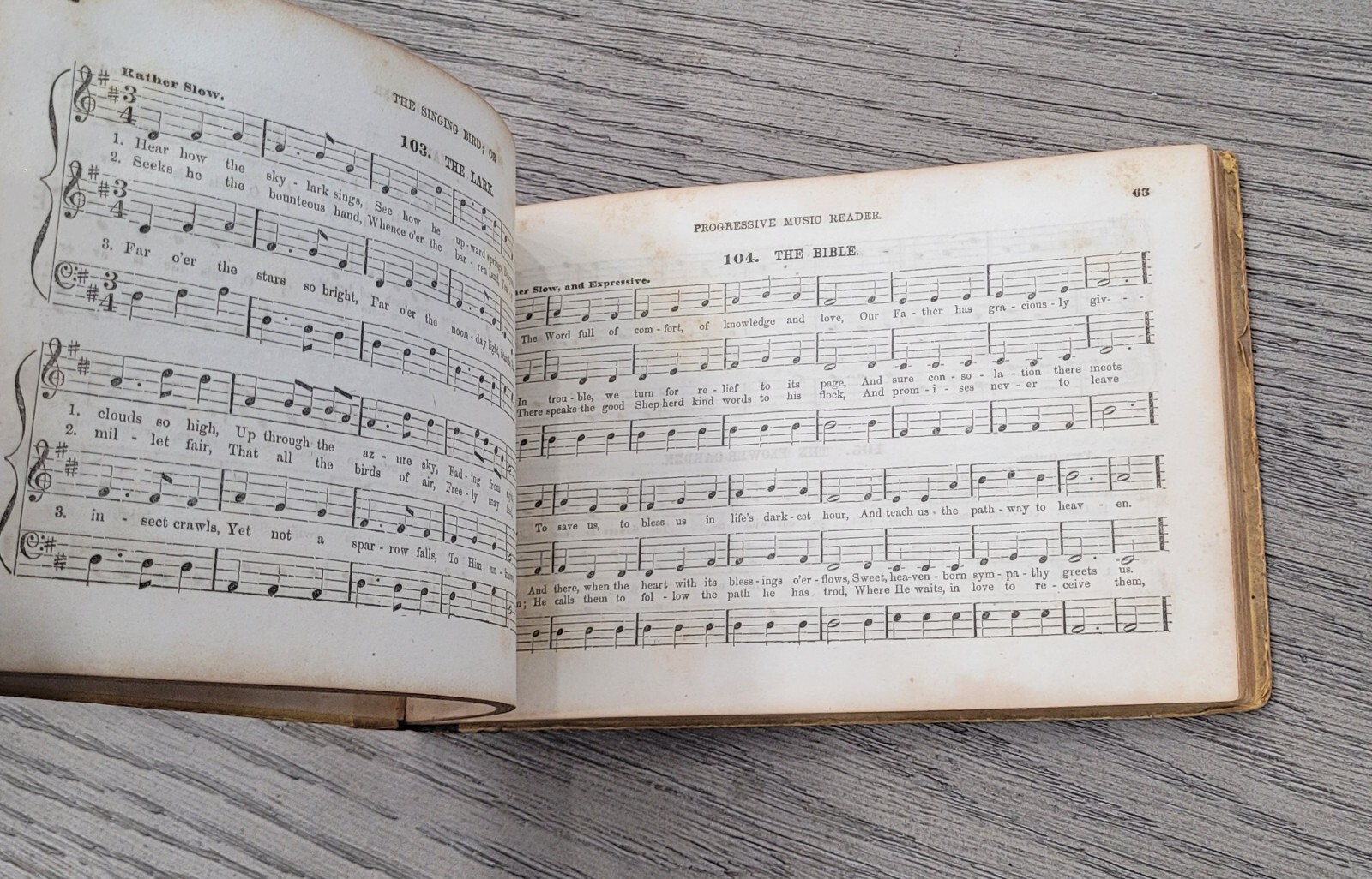 1853 Music Reader Book – The Singing Bird by William B. Bradbury 176 pages