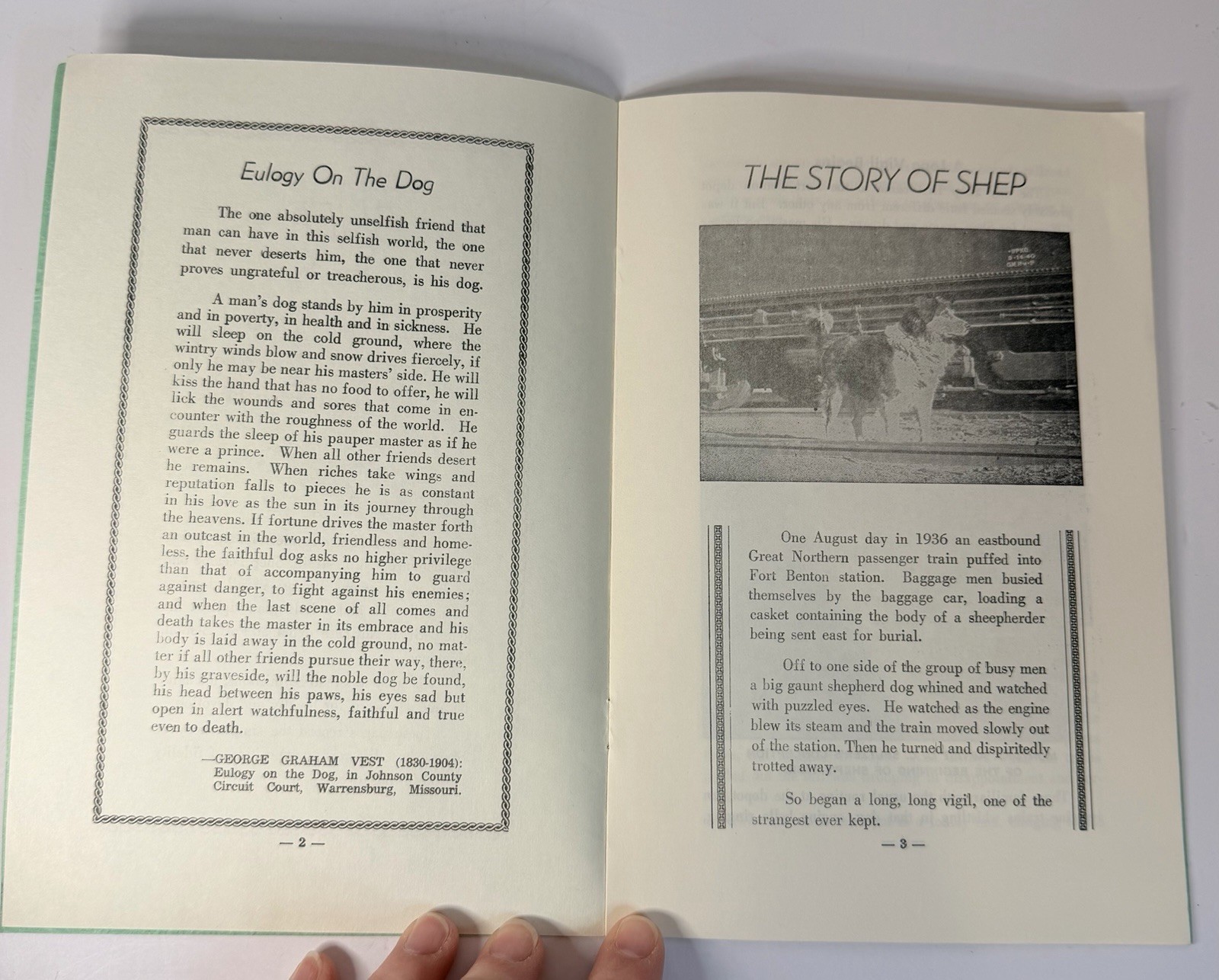 Man’s Best Friend The Story Of Shep FORT BENTON MONTANA Pamphlet 12 Pages Vtg