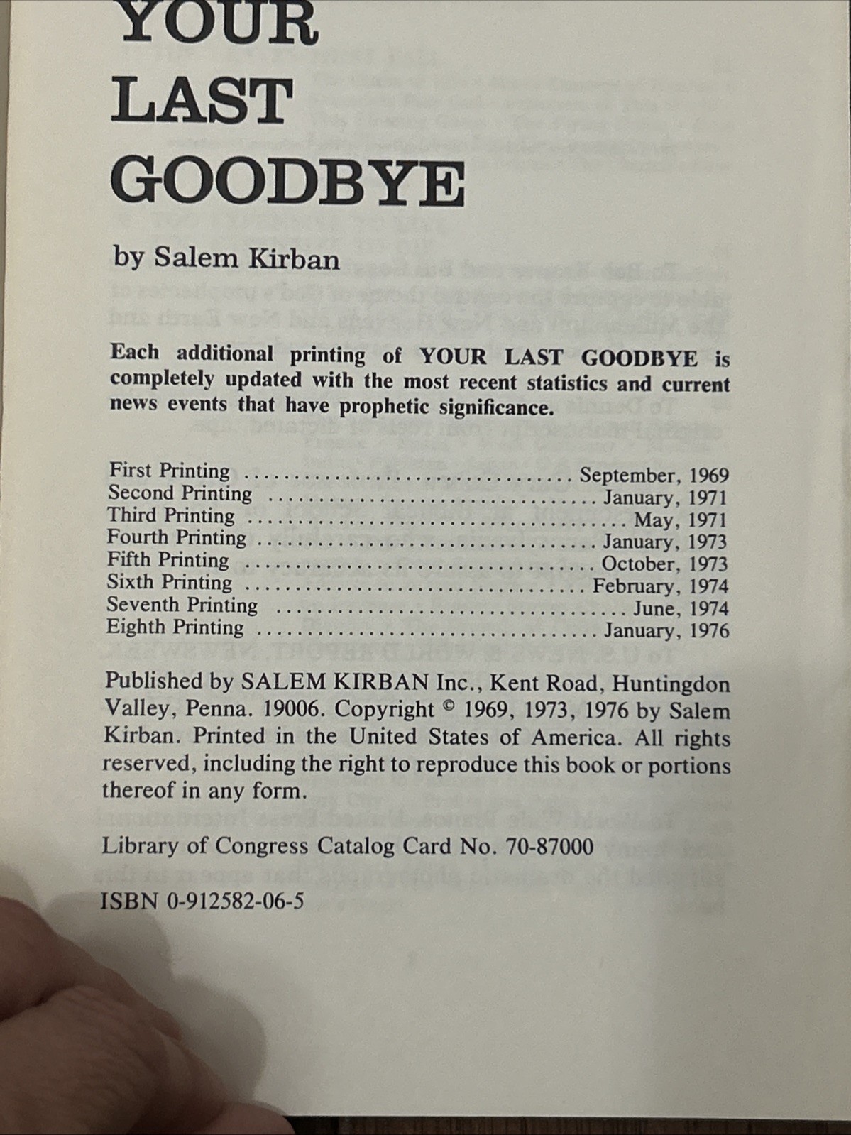 Your Last Goodbye Book By Salem Kirban What Happens the Moment You Die 1973