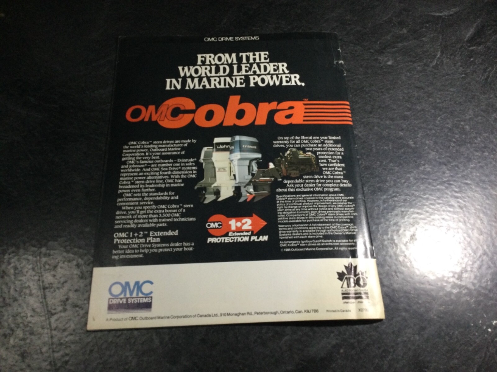 1985 OMC Cobra Stern drive Brochure Catalog 2.5L 3.0L 4.3L 5.0L 5.7L V8 4 cyl V6