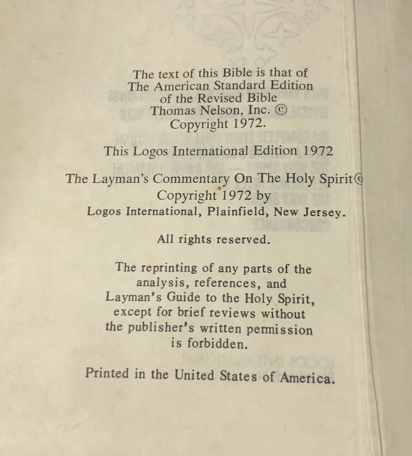 RARE 1972 The Logos Complete Study Bible American Standard Version