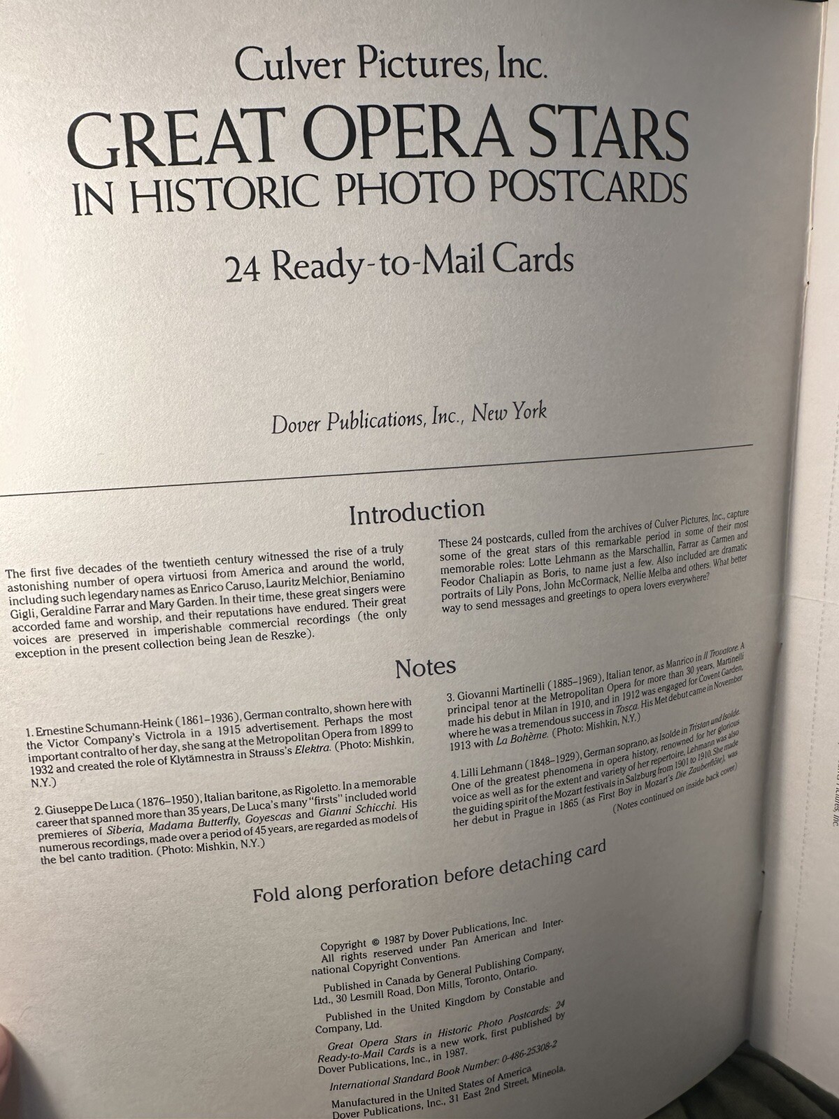 Great Opera Stars in Historic Photo Postcards: Ready-to-Mail Cards