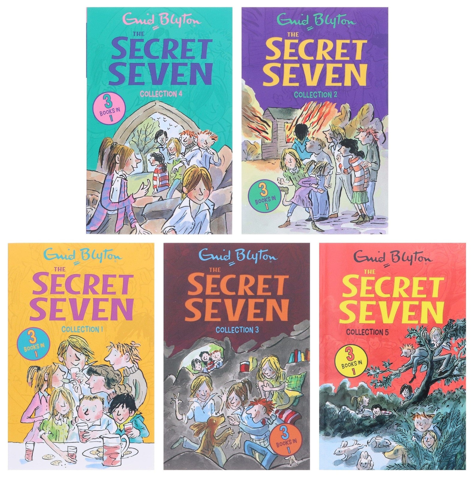 The Secret Seven Series 5 Books 15 Story Paperback – Ages 6-8 – By Enid Blyton