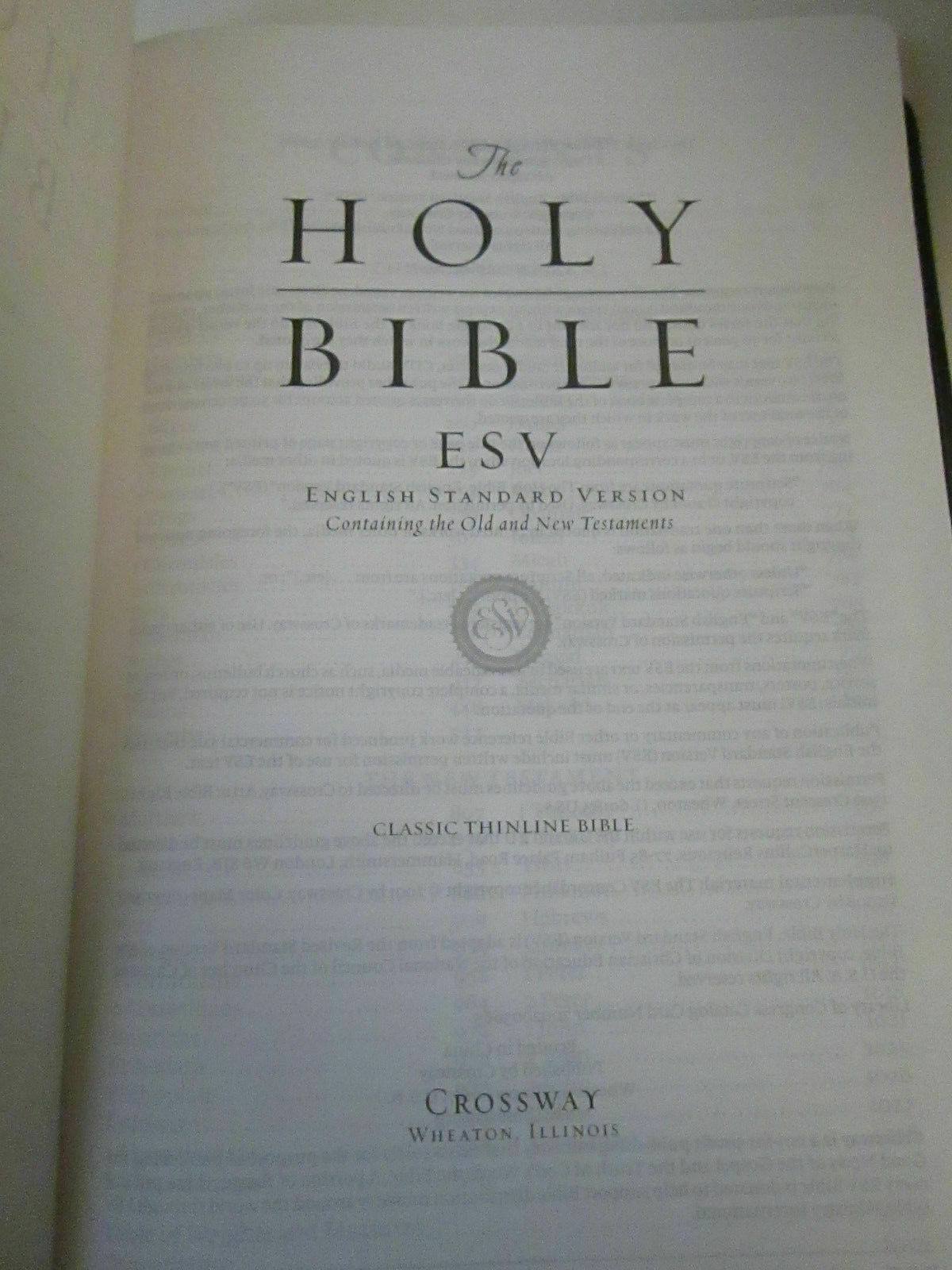 CROSSWAY ESV Holy Bible Tru Tone BLACK Crescent 978-1-4335-0197-5 2007