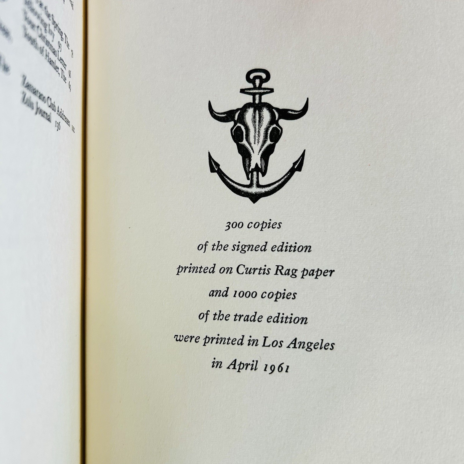 THE WARD RITCHIE PRESS 1961 INSCRIBED Limited Edition