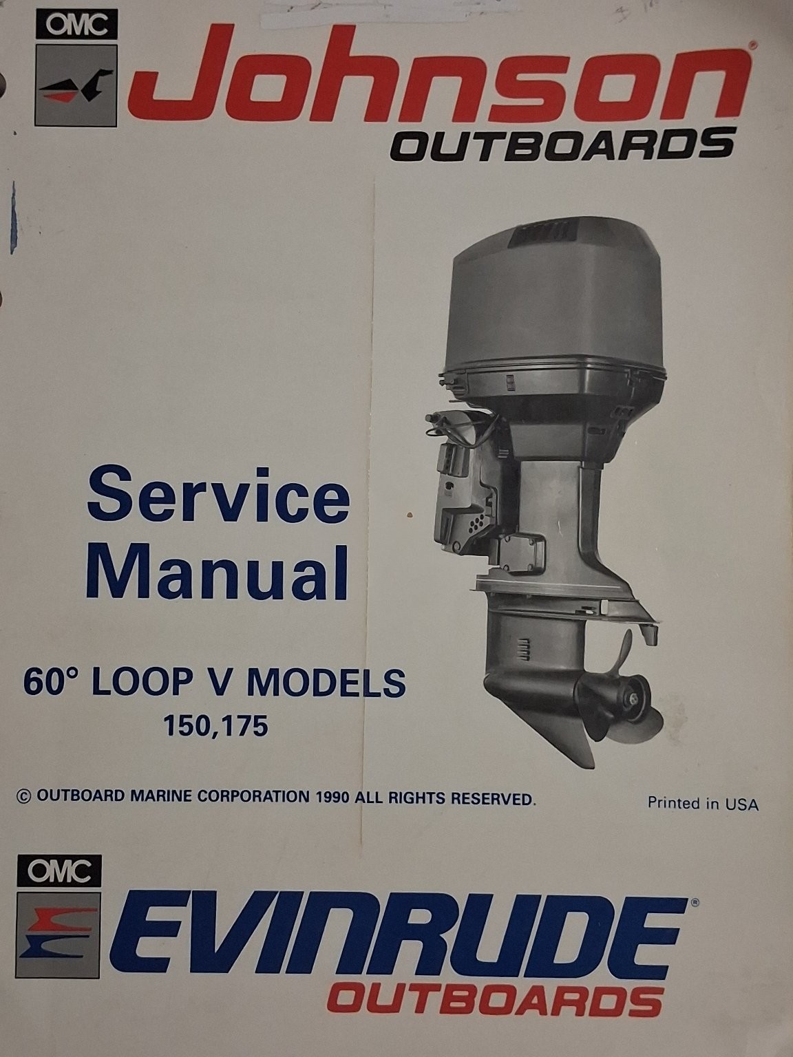 Johnson Evinrude Outboard Service Manual 1990 60° LOOP V 150 175 OMC Marine