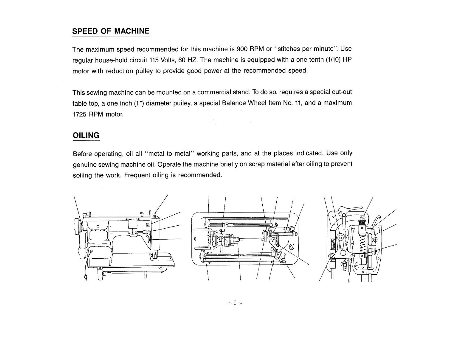 THOMPSON PW-301 Walking Foot Sewing Machine User Manual SPIRAL FIXED, FRONT & BA