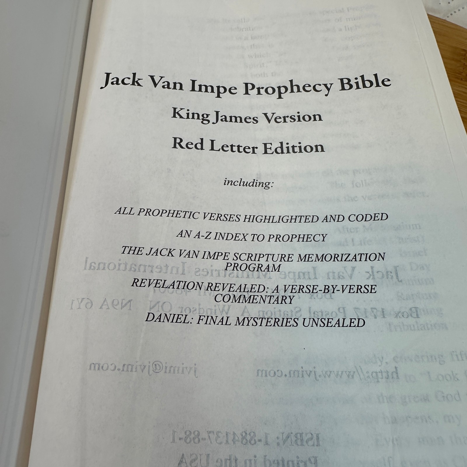 Jack Van Impe Prophecy Bible KJV Red Letter Edition Prophetic Study Reference