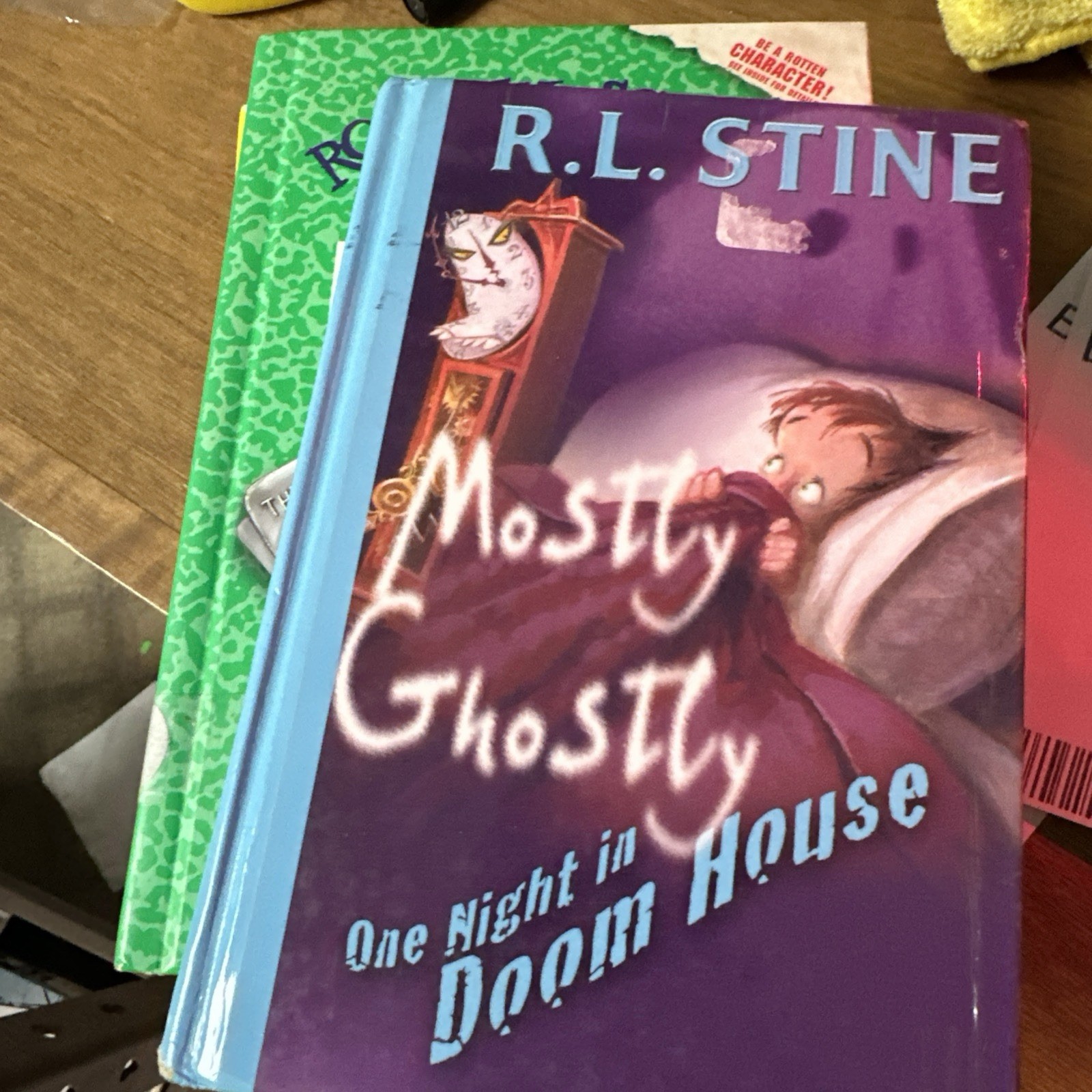 LOT of 5 R.L. Stine Hardcovers ROTTEN SCHOOL 1 2 3 8 + Mostly Ghostly Doom House