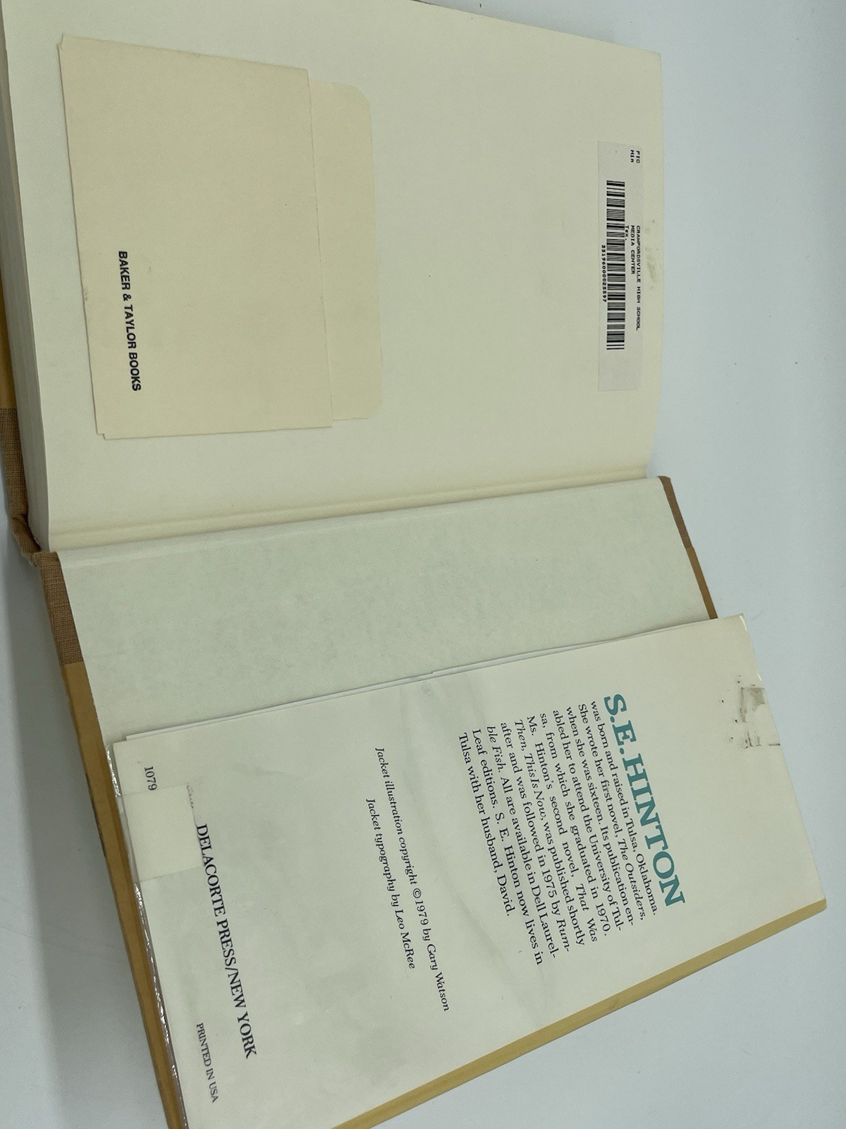 Tex S.E. Hinton 1979 1st Ed Eleventh Printing Delacorte Press HCDJ Ex Library