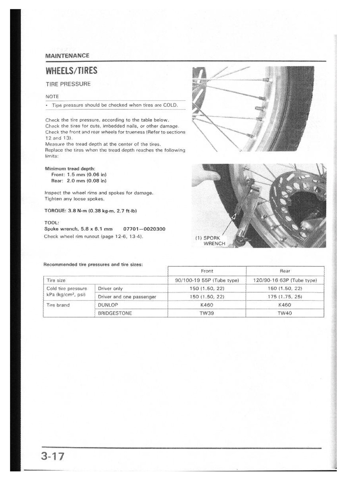 HONDA NX250 AX-1 Service Manual – STEEL WIRE BIND – PROTECTIVE FRONT & BACK