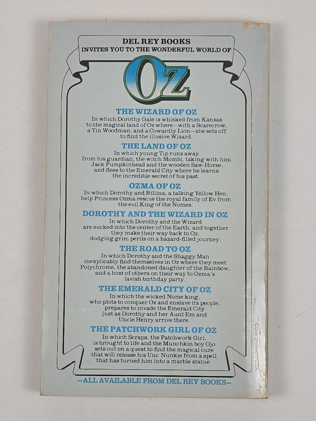 Lot 10 Wizard of Oz Del Rey Paperback L Frank Baum 1 4 6-10 13 & 14 First Prints