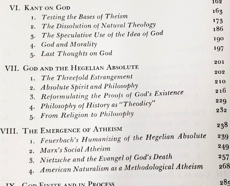 1959 GOD IN MODERN PHILOSOPHY: Spinoza, Hume, Kant,Hegel,Descartes,Nietsche,Marx