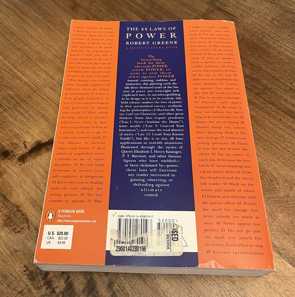 48 Laws of Power – Paperback By Robert Greene – VERY GOOD