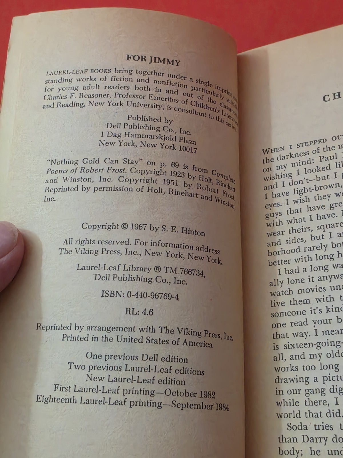 Nice Copy – The Outsiders S.E Hinton Movie Tie-In 1982 Laurel Leaf PB – Coppola