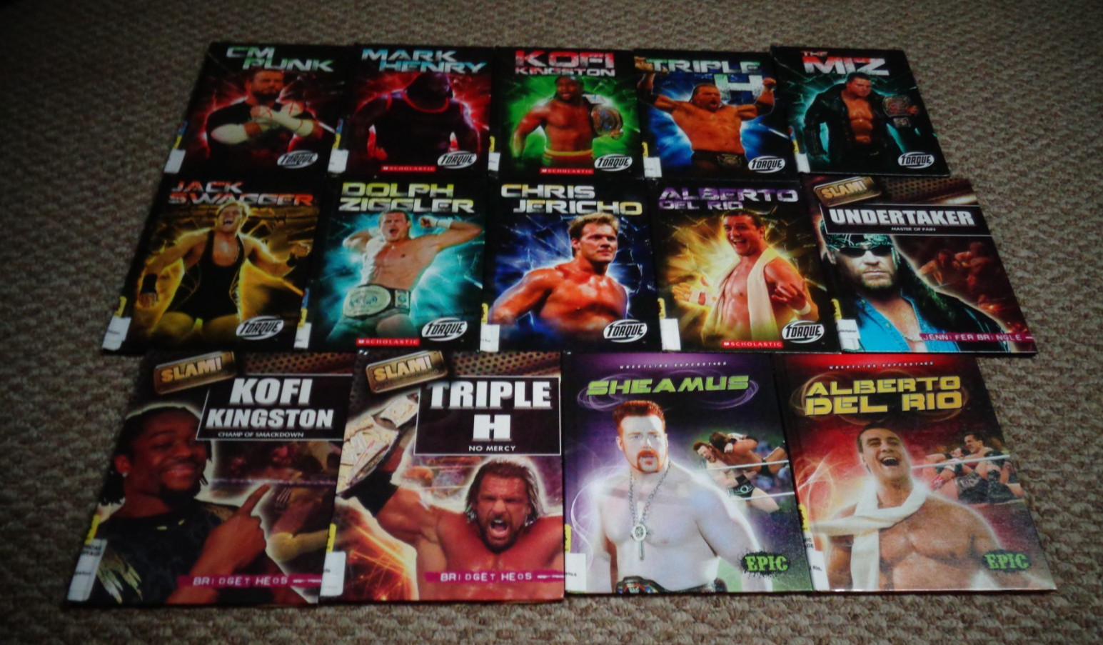 Lot of 14 books – WRESTLING books – CM PUNK, TRIPLE H – TORQUE, SLAM, EPIC – hc