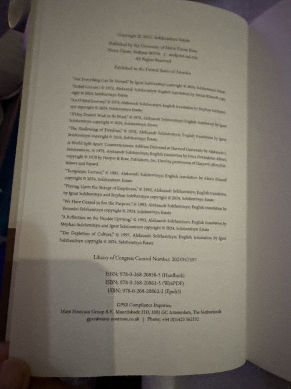 We Have Ceased to See the Purpose: Essential Speeches of Aleksandr Solzhenitsyn
