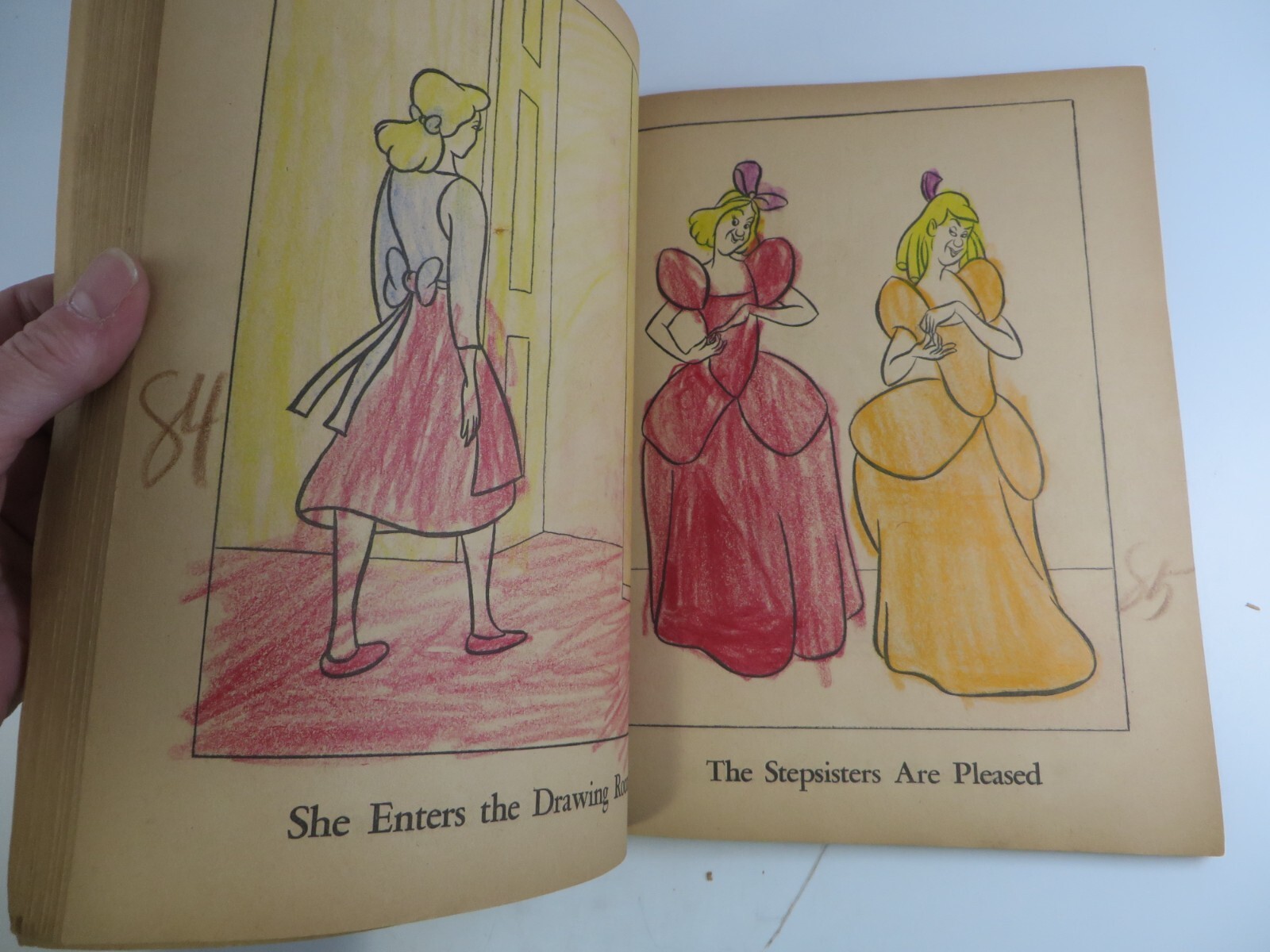 Vintage 1950 Walt Disney CINDERELLA Paint Coloring Book Whitman Publishing RARE