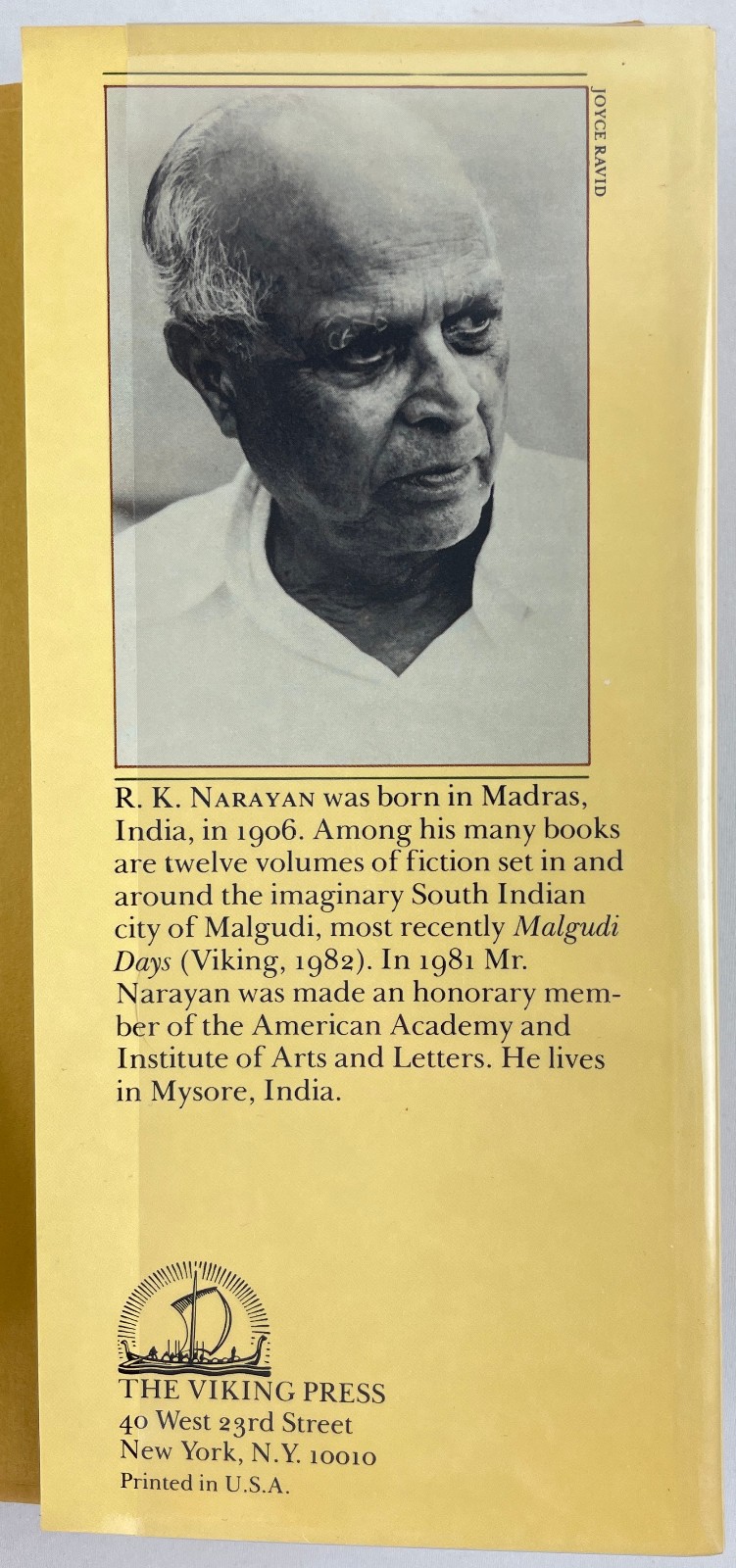 A Tiger for Malgudi, R.K. Narayan, 1983, 1st US Edition, Indian Literature, HCDJ
