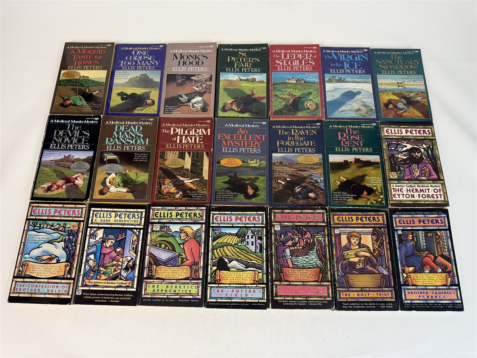 Ellis Peters Lot Complete Set All 21 BROTHER CADFAEL Mystery Paperbacks