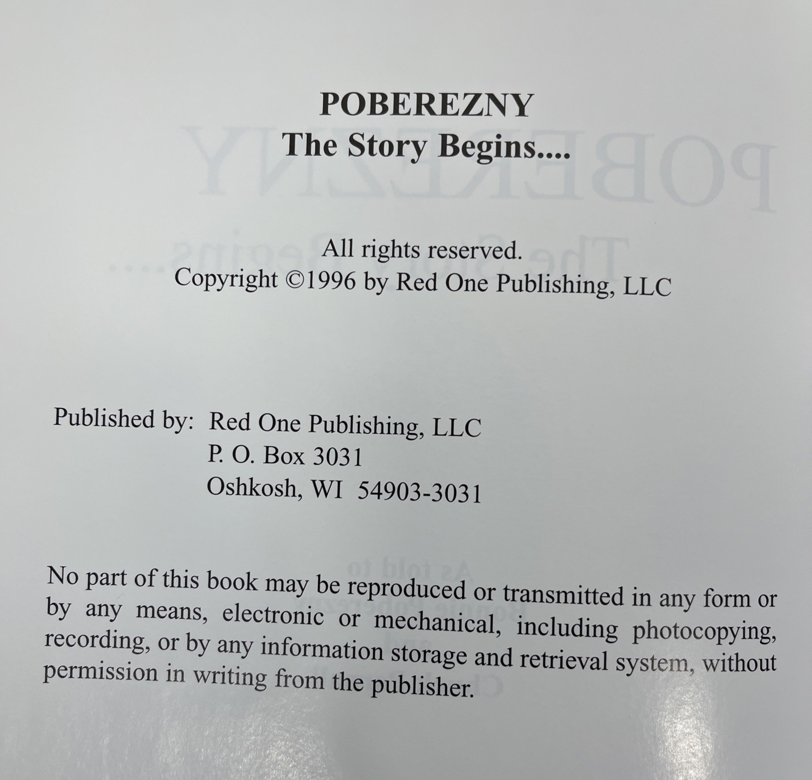 Poberezny : The Story Begins . . . by Audrey L. Poberezny, Paul H. Poberezny,…