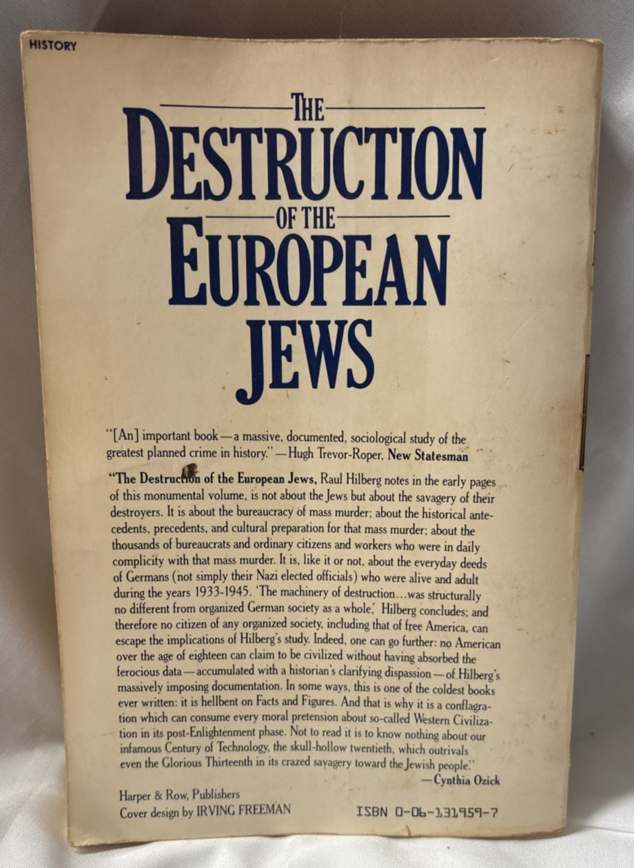The Destruction of the European Jews 1961 Paperback