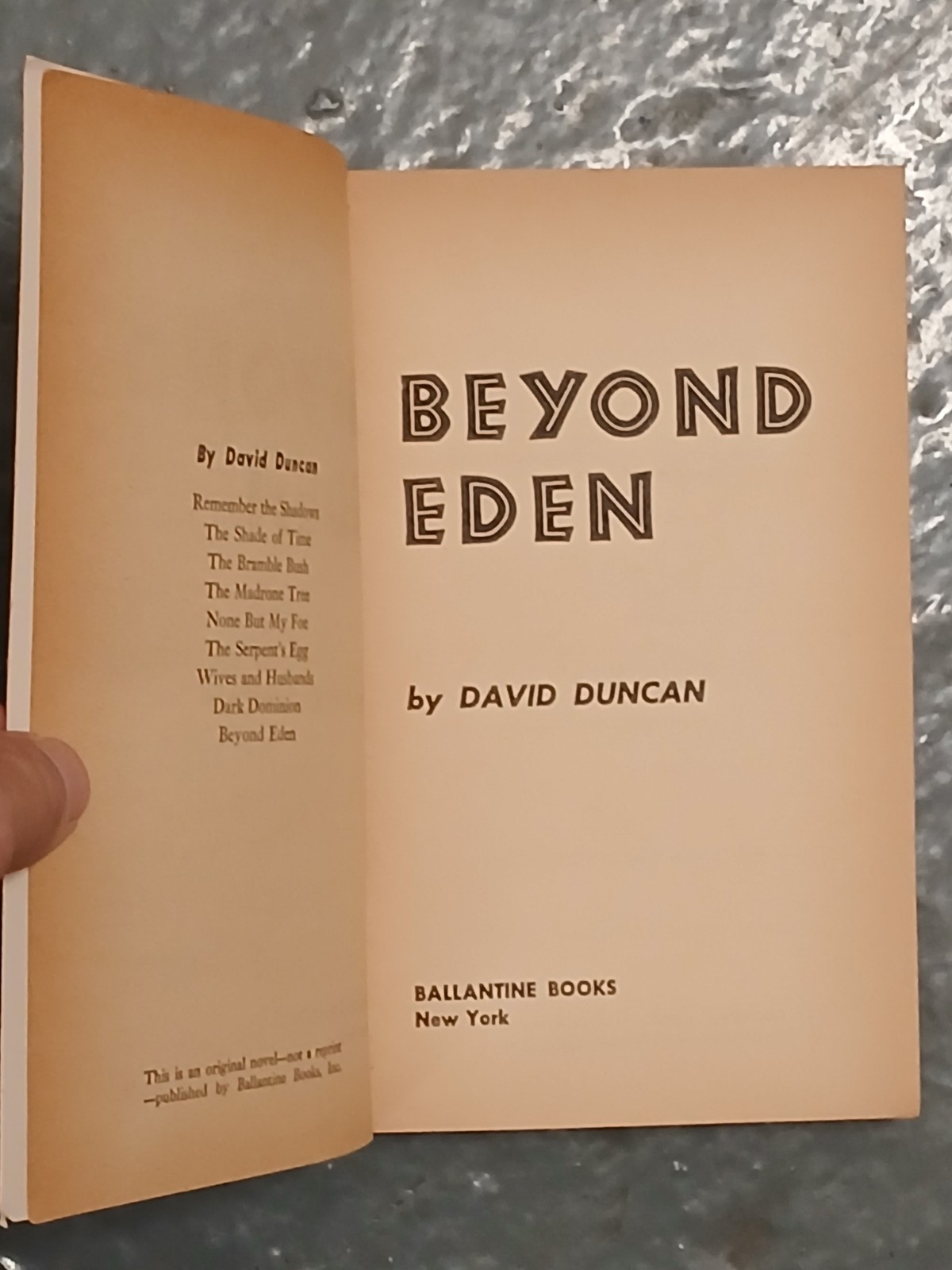 Beyond Eden by David Duncan, Ballantine Books 1st Edition Paperback, 1955 Powers