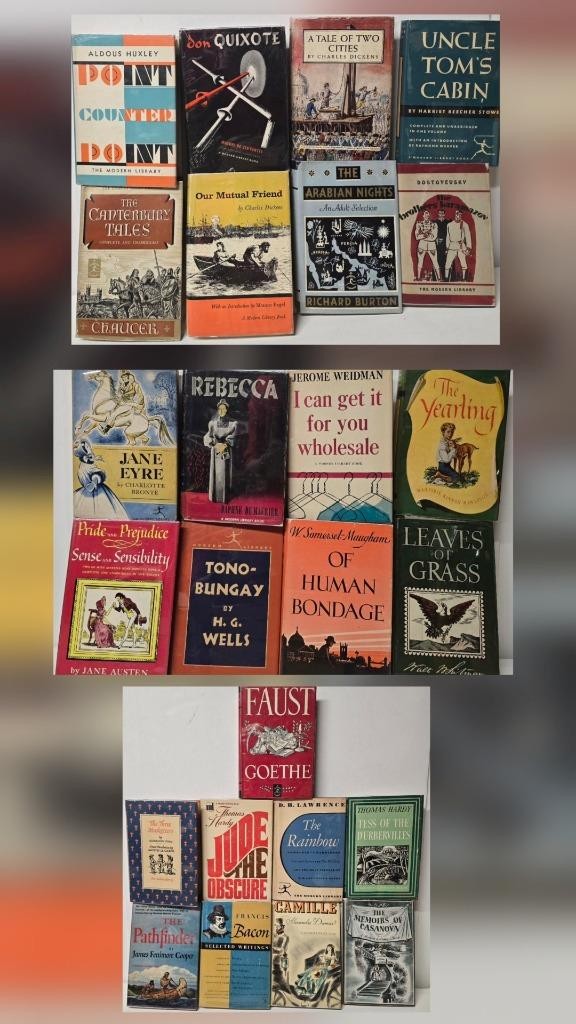 25 MODERN LIBRARY BOOKS CLASSICS BEST SELLERS UNCLE TOM’S CABIN, DICKENS AUSTEN