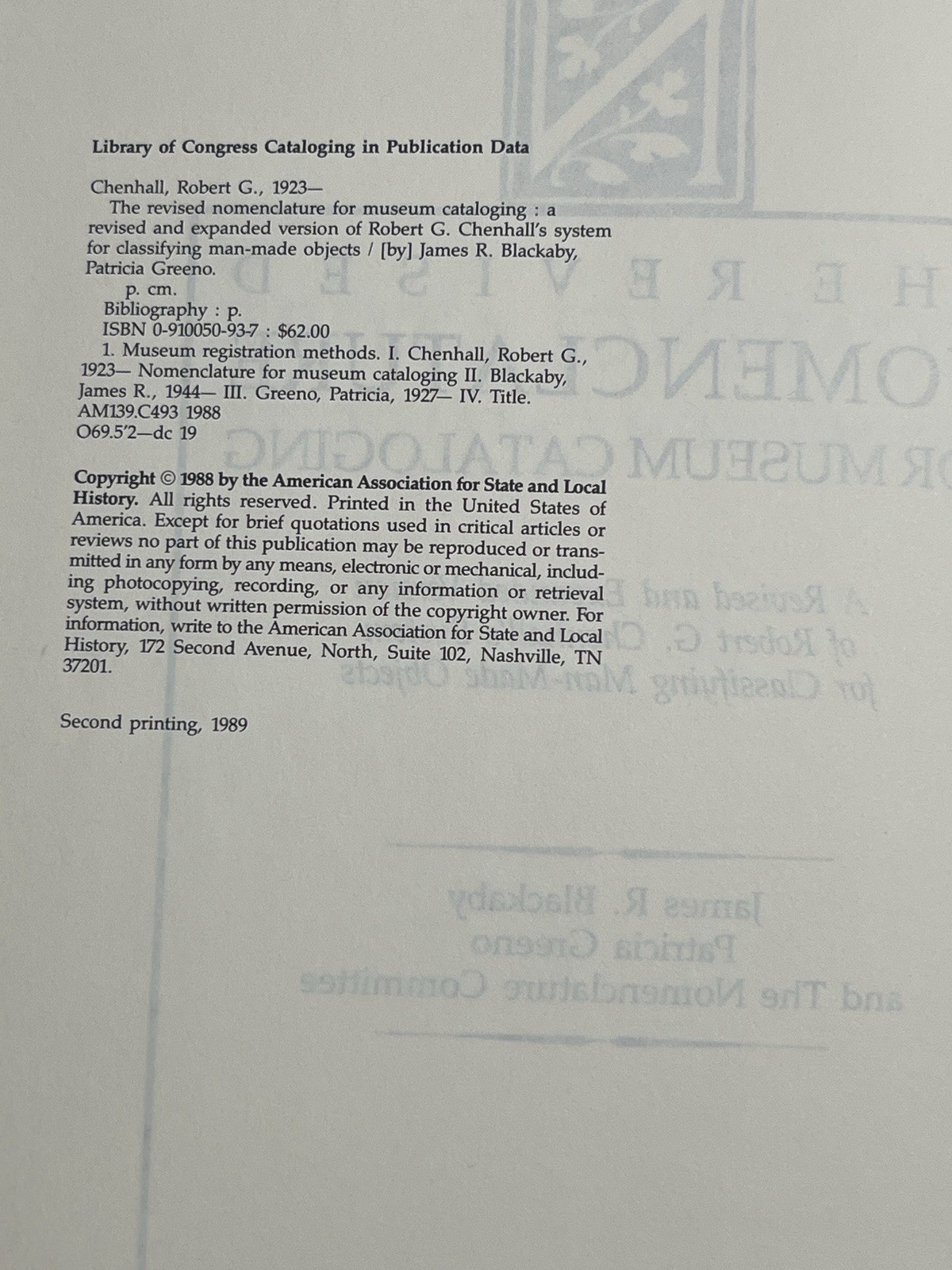 The Revised Nomenclature for Museum Cataloging : A Revised and Expanded Version