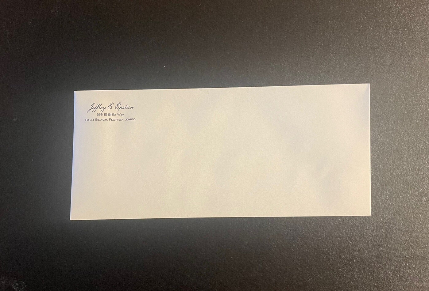 Envelope Jeffrey E Epstein Palm Beach Florida G2U