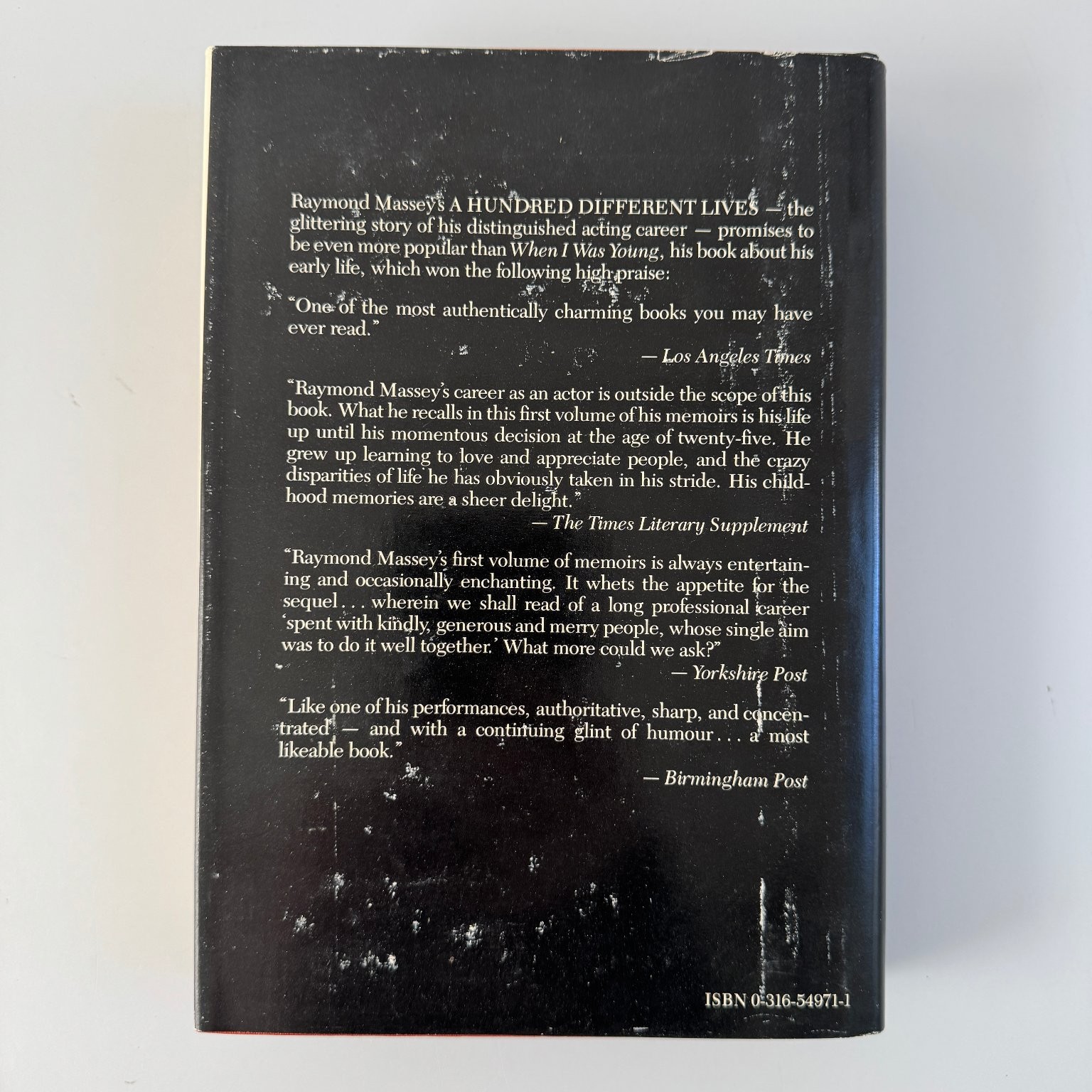 A Hundred Different Lives Raymond Massey 1979 Second Printing Autobiography