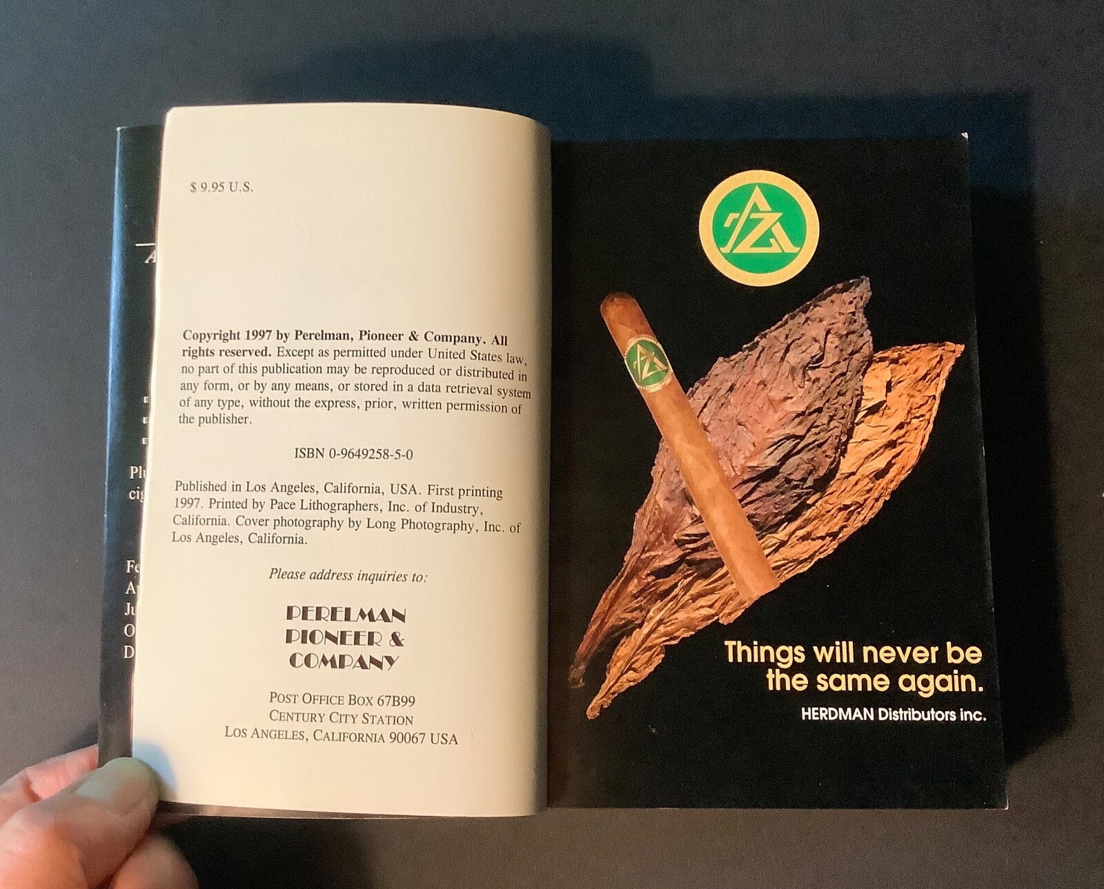 PERELMAN’S POCKET CYCLOPEDIA OF CIGARS 1998 Edition Softcover 1997