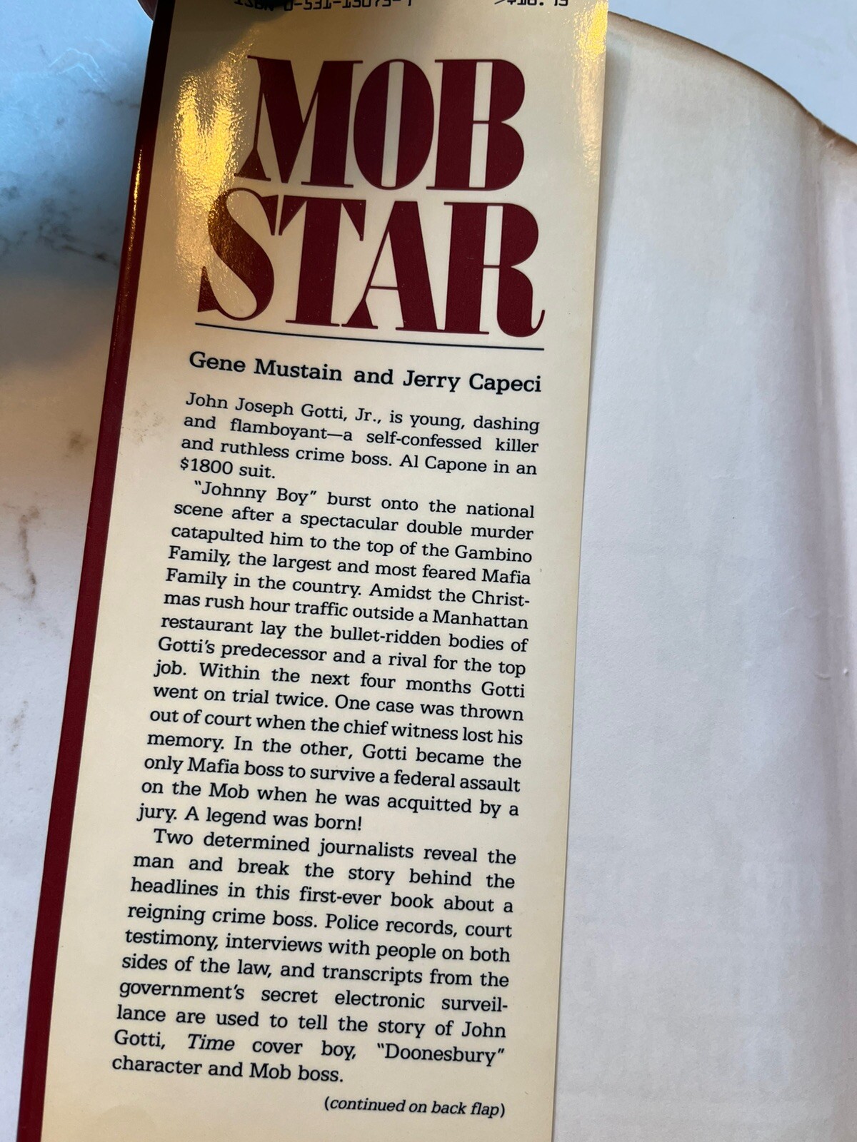 MOB STAR The Story of JOHN GOTTI by G. MUSTAIN & J. CAPECI HC DJ 1st Ed EUC