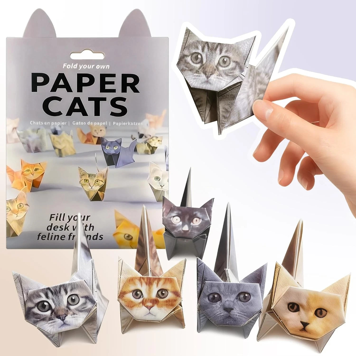 Fold Your Own Paper Cats Origami Kit/50 Sheets Real CatBreeds Craft Activity 12z