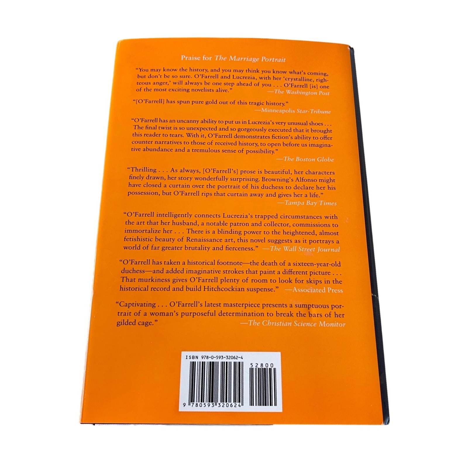 Maggie O’Farrell The Marriage Portrait Novel Hardcover Orange First Edition Book