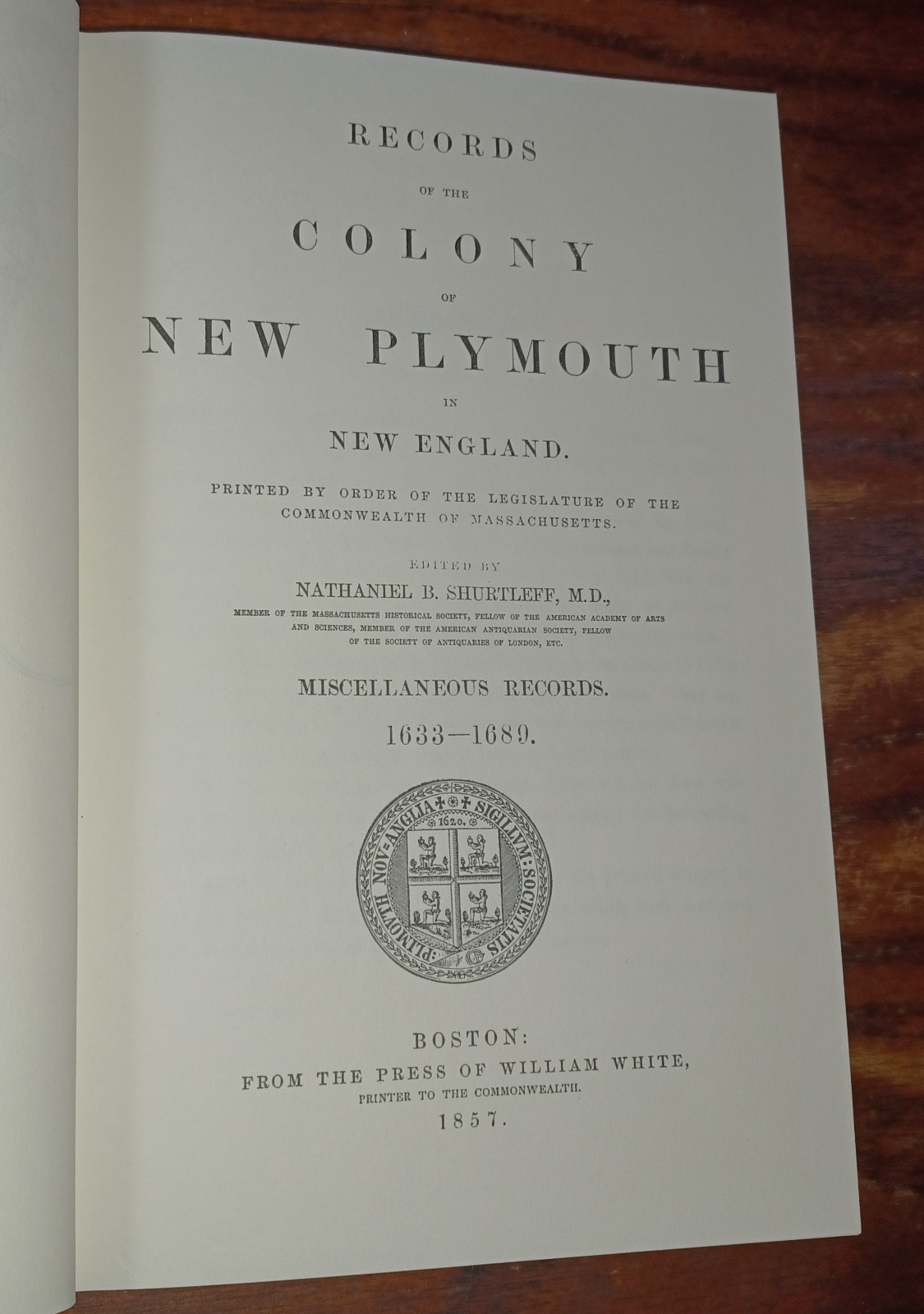 Colony of New Plymouth in New England 1633-1689: MISCELLANEOUS RECORDS HB