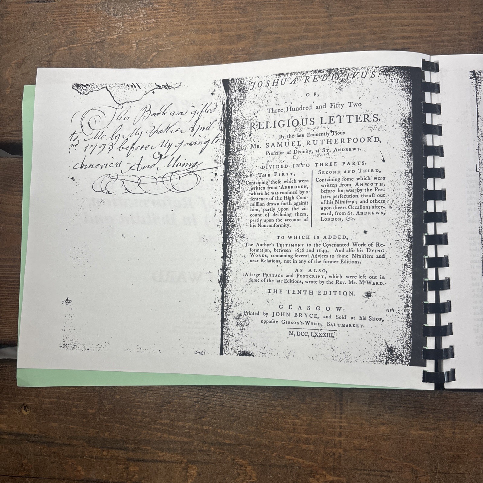 Letters Of Samuel Rutherford Robert M’Ward Revival Books Collection Spiral Book