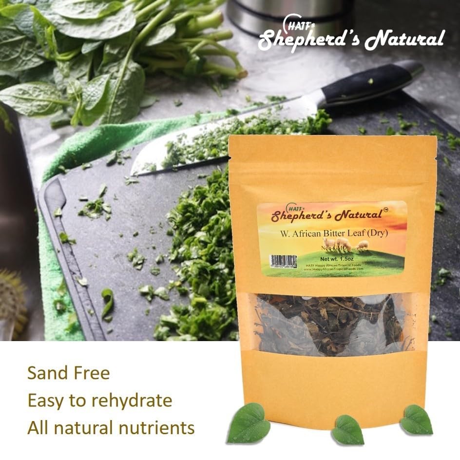 HATF Bitter Leaf Dry – Sand-Free, Sun-Dried, 1.5 oz for Authentic Dishes