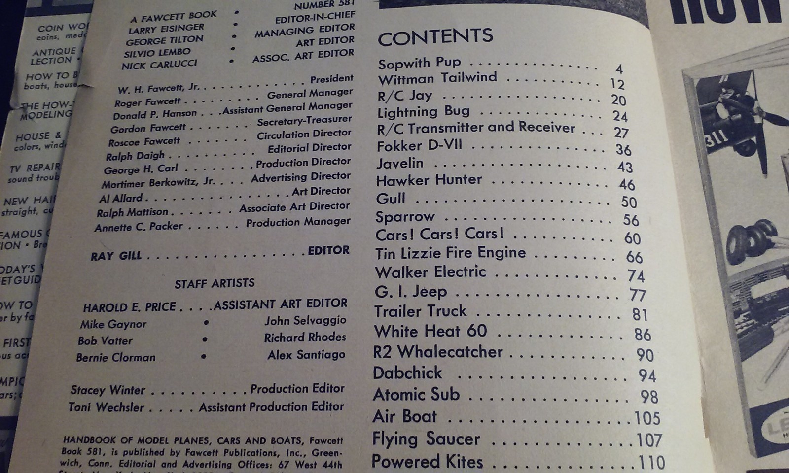 Handbook for Model Planes Boats and Cars Bill Winter / Fawcett 1965 112-pages
