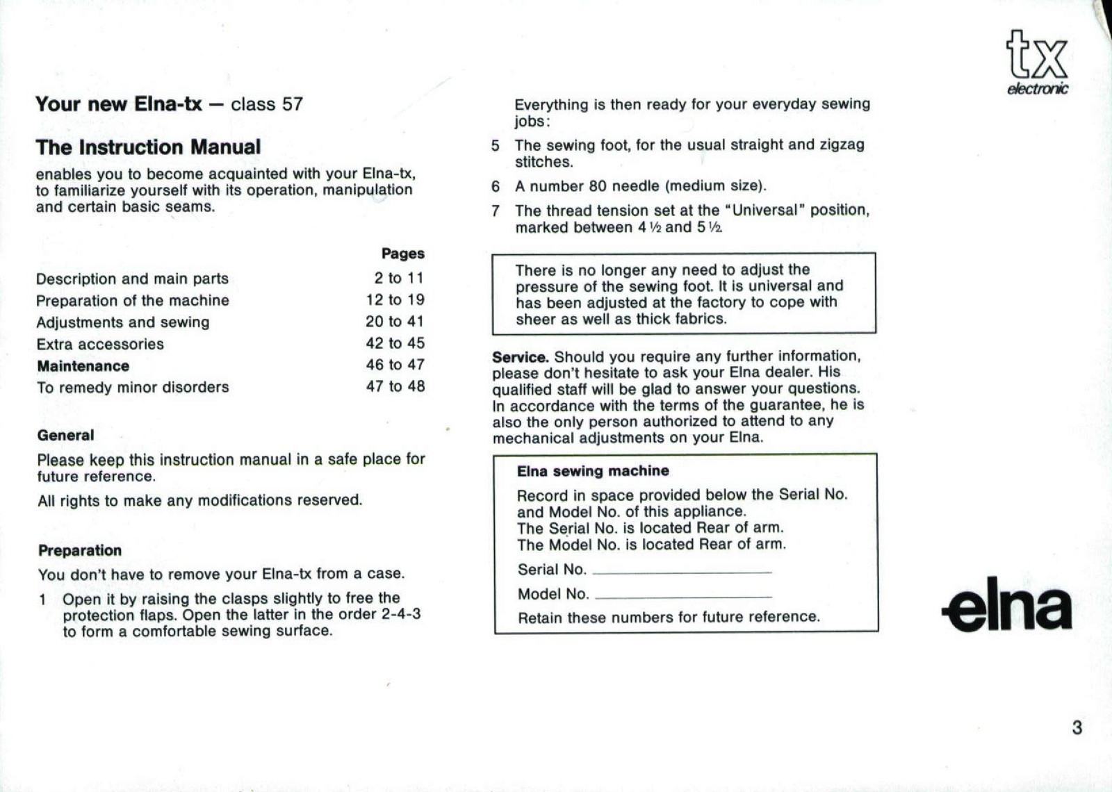 ELNA TX Electronic Sewing Machine Instruction Manual FIXED – TOUGH COVERING