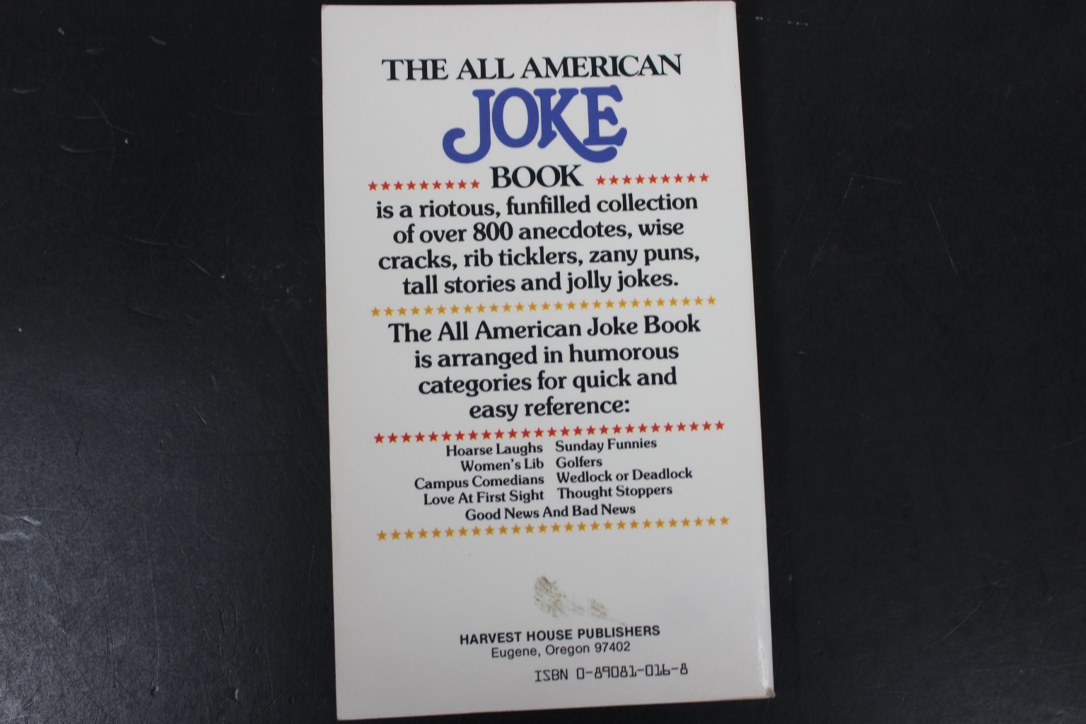 All American Joke Book Bob Phillips 1976 Humor Jokes Harvest House Publishers PB