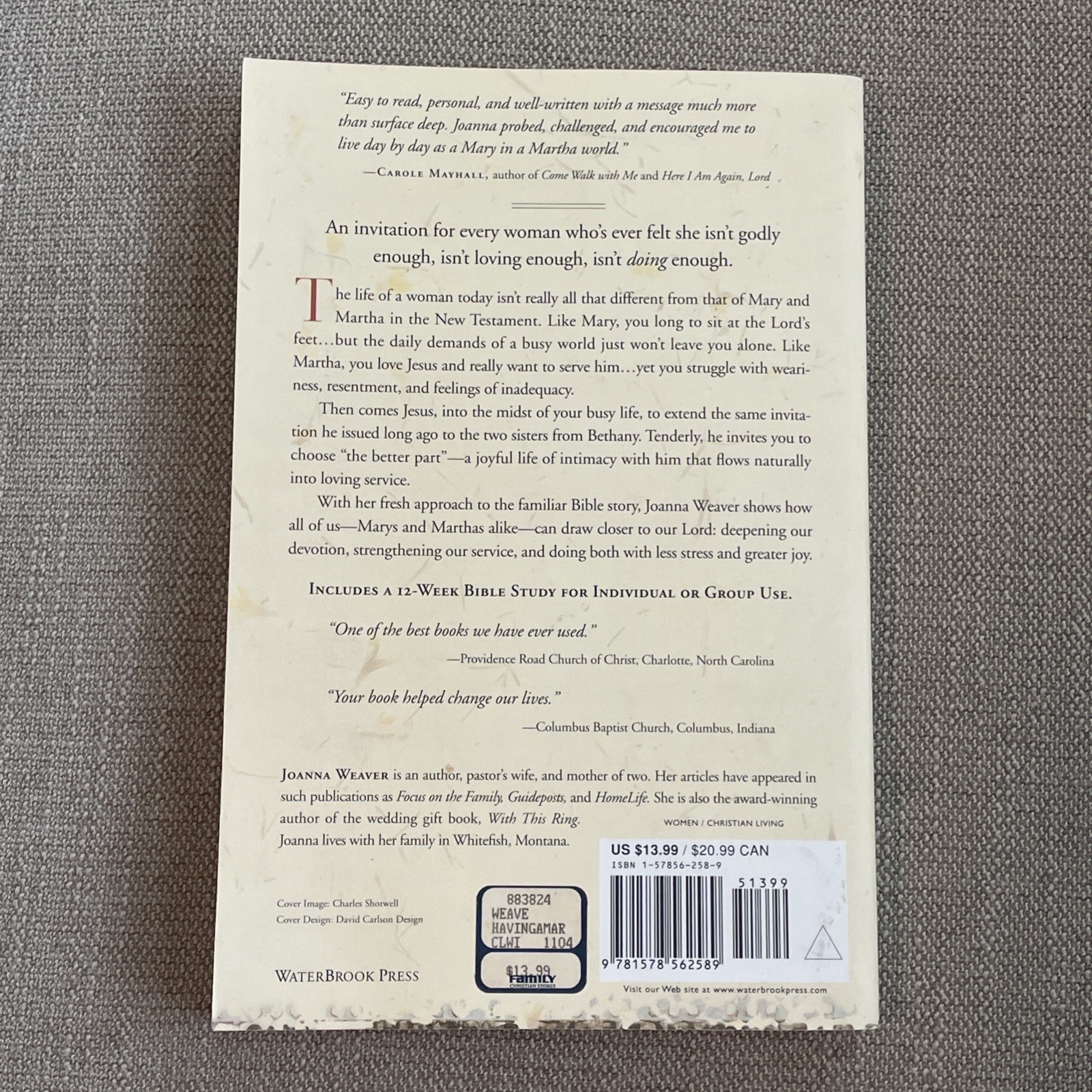 Having a Mary Heart in a Martha World By Joanna Weaver (2002 Paperback)