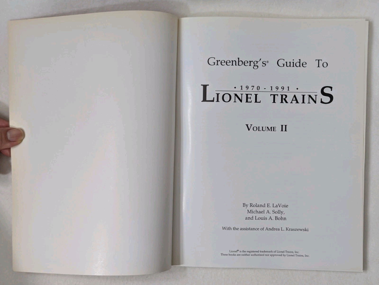 Greenberg’s Guide to Lionel Trains 1970-1991 Volume II Trade Paperback
