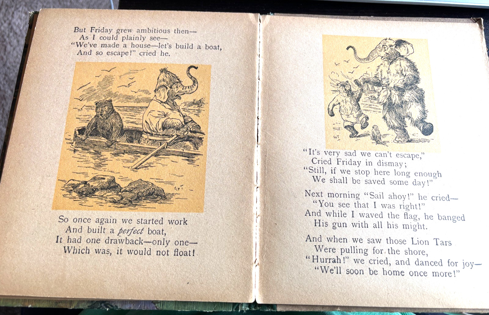 Antique Children’s Illustrated Book Rainy Day Stories Mcloughlin Brothers 1800’s