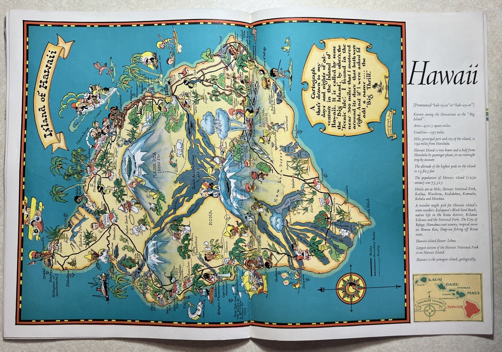1935 The Story of Hawaii Paperback by Hawaii Tourism-Color Pictoral Maps