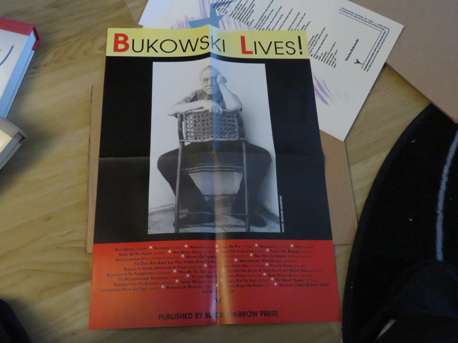 Black Sparrow – 1991 Charles Bukowski Bluebird broadside – Plus three