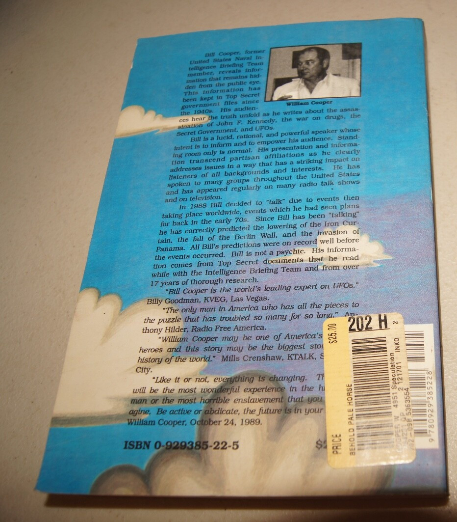 Behold a Pale Horse William Cooper 1991 500p Unrevised Protocols Of Zion CFR NWO